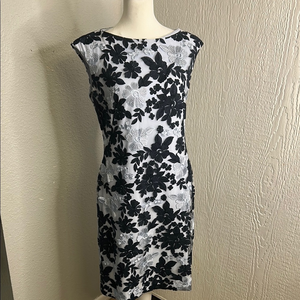 Lauren Ralph Lauren Black and White Floral Mini Dress